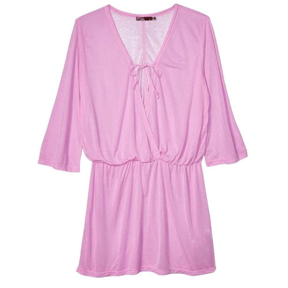Prana Womens Pink Keoki Tunic Tie Front Coverup Size Small
